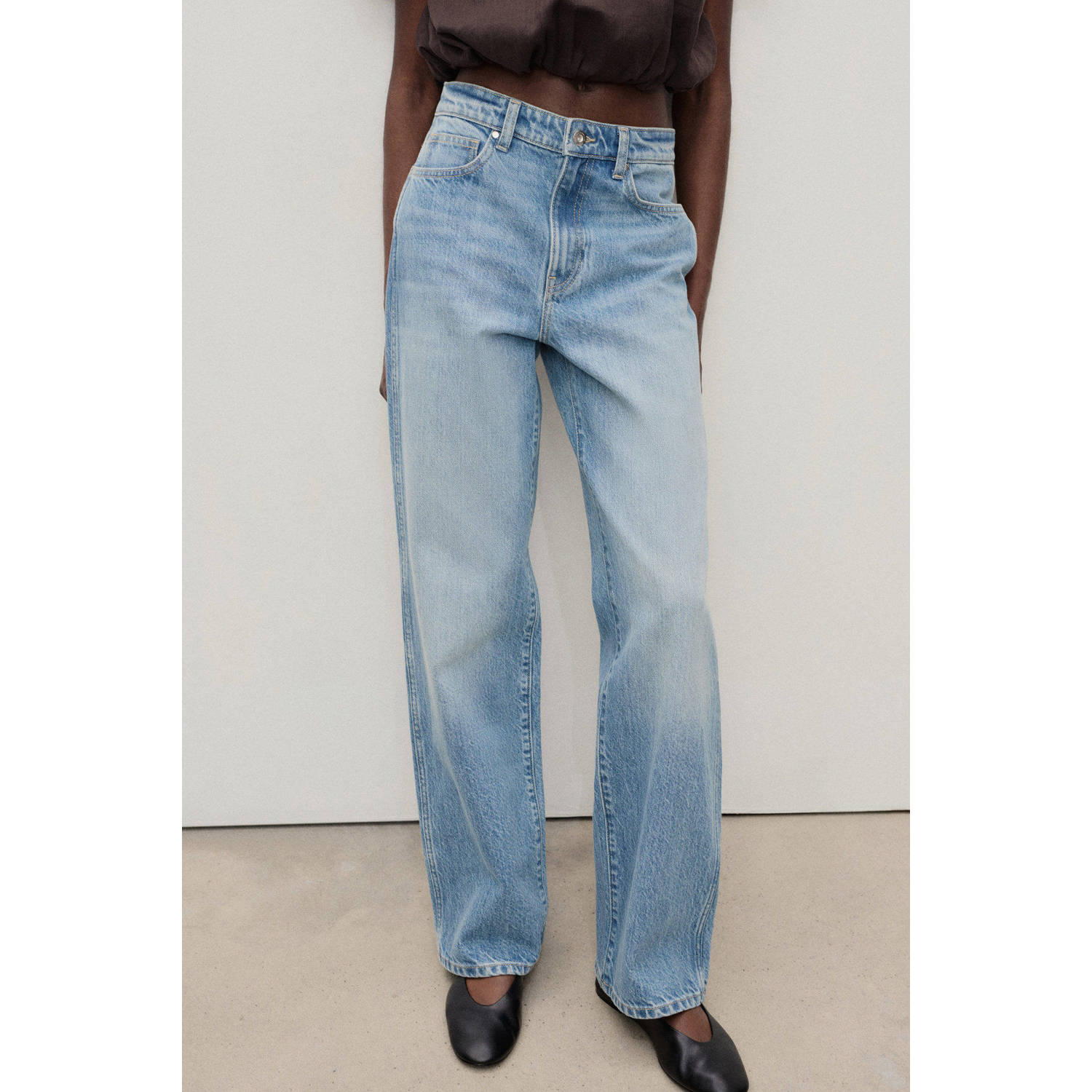 Mango high waist wide leg jeans lichtblauw