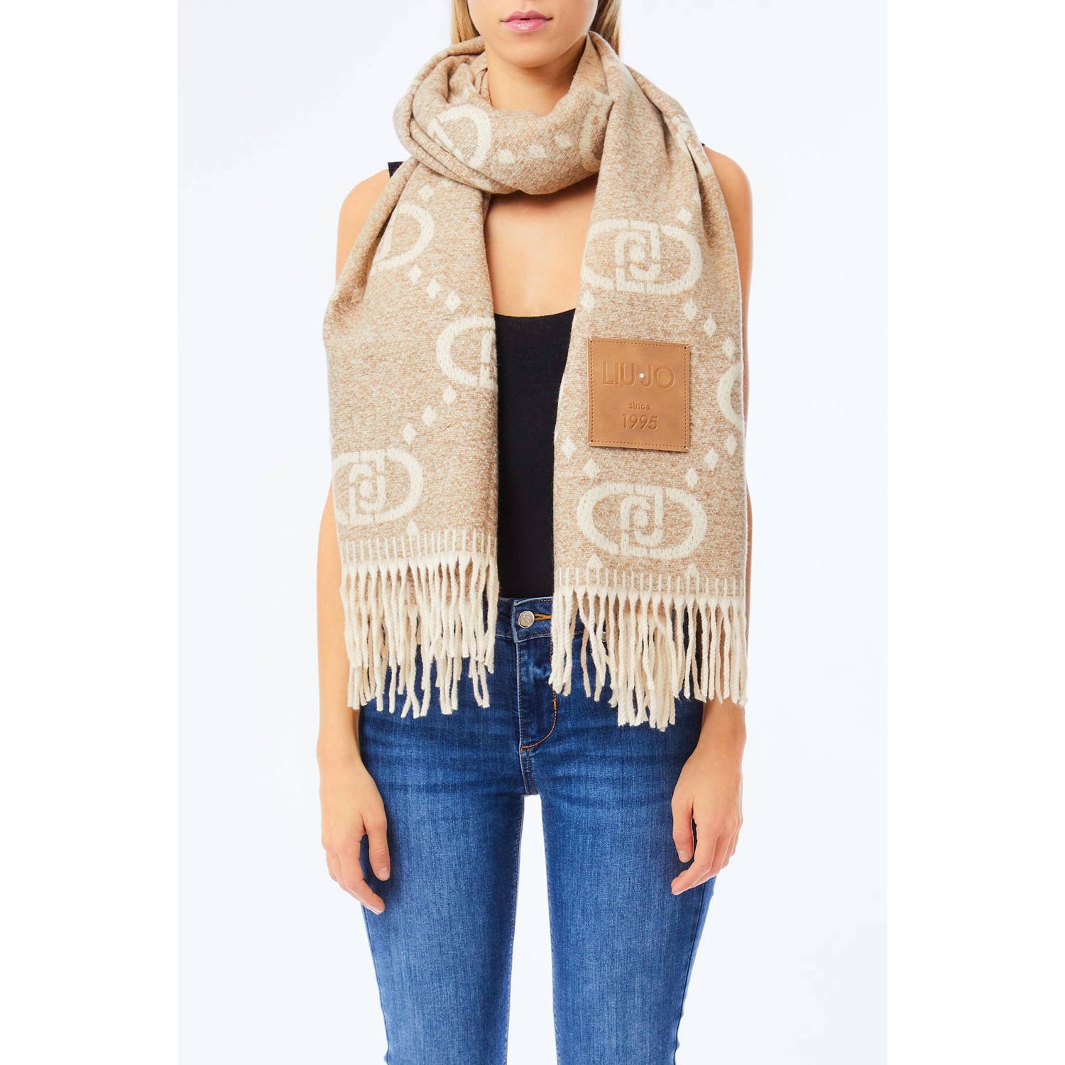 Liu Jo sjaal met logoprint beige