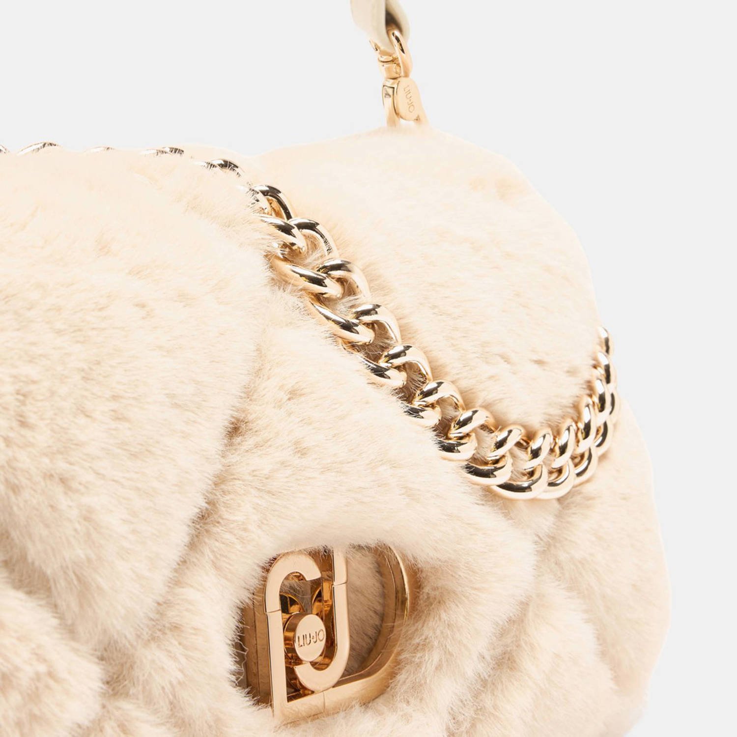 Liu Jo schoudertas met imitatiebont Lapuffy beige