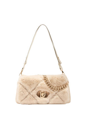  schoudertas met imitatiebont Lapuffy beige