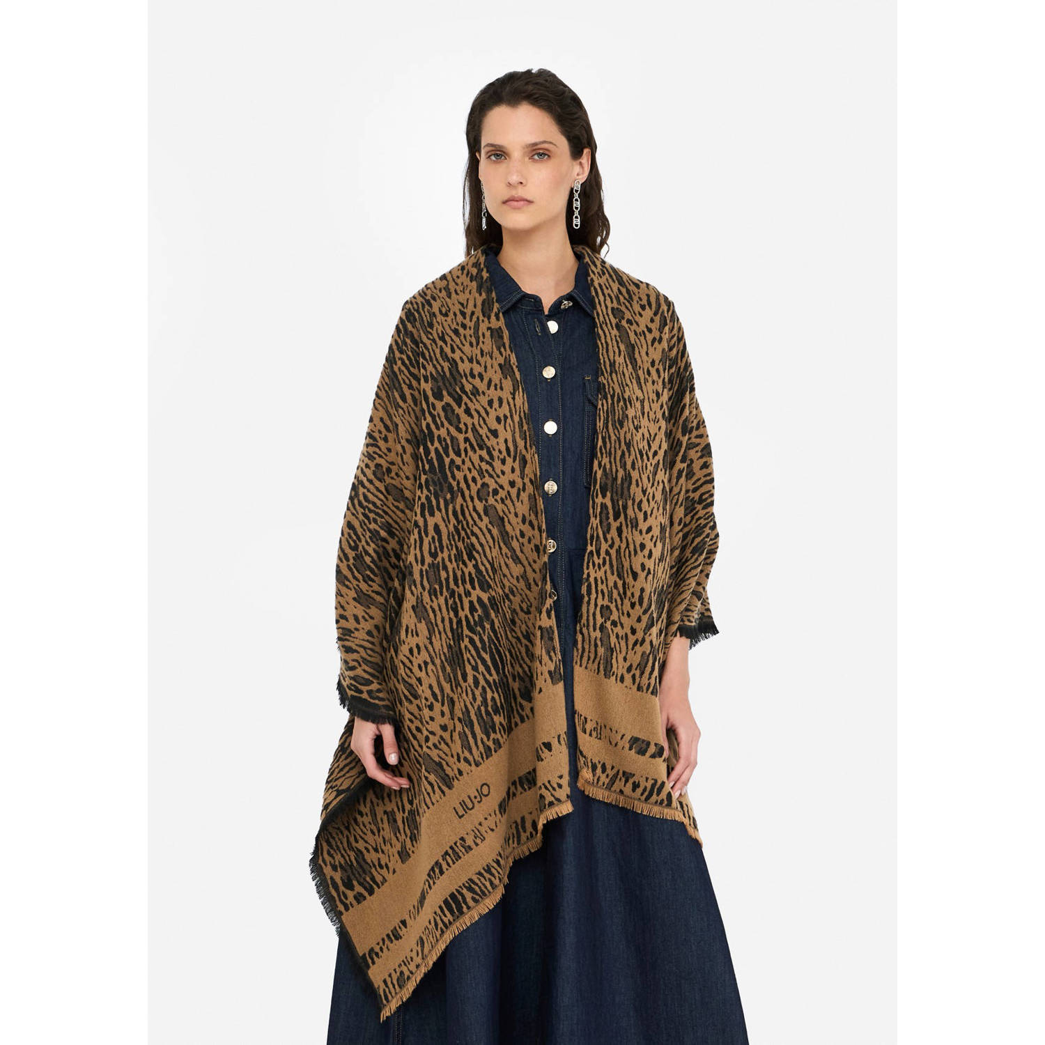 Liu Jo poncho met panterprint animalier bruin