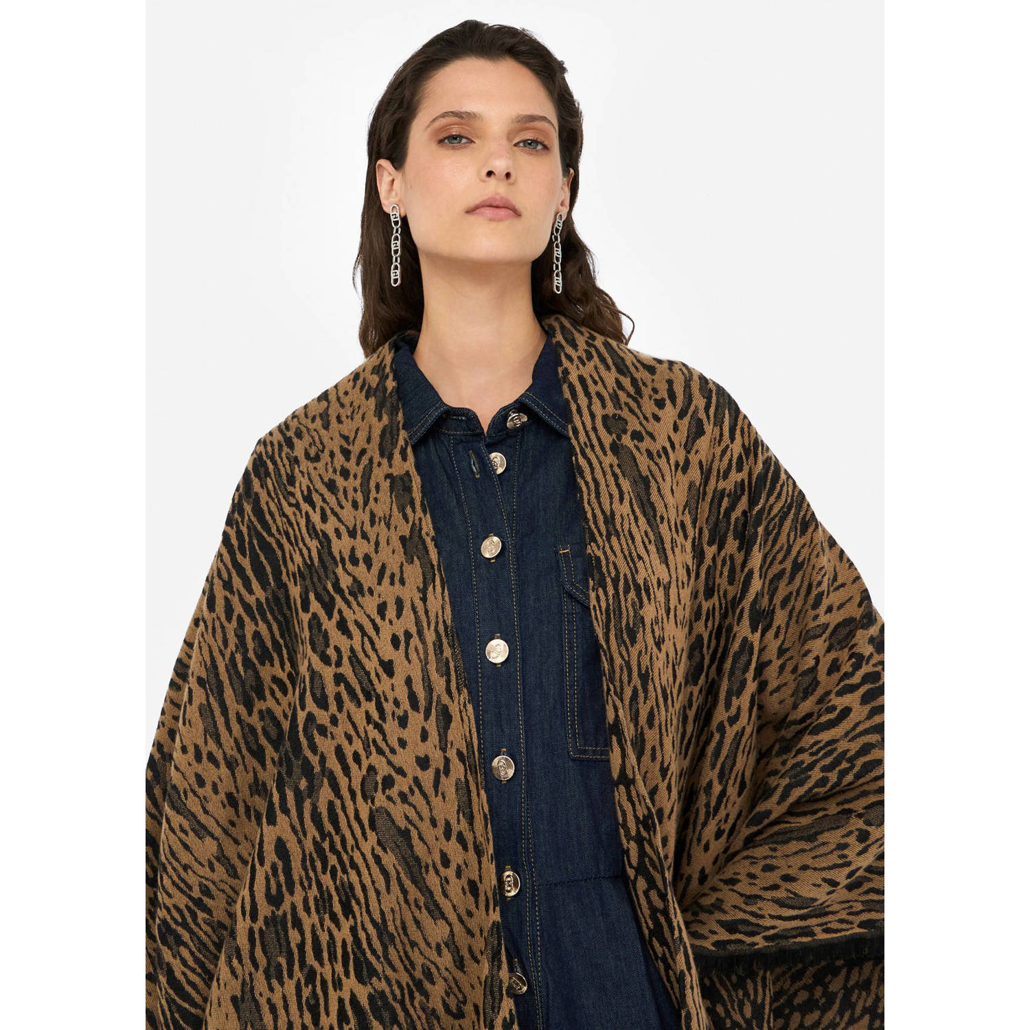 Liu Jo poncho met panterprint animalier bruin