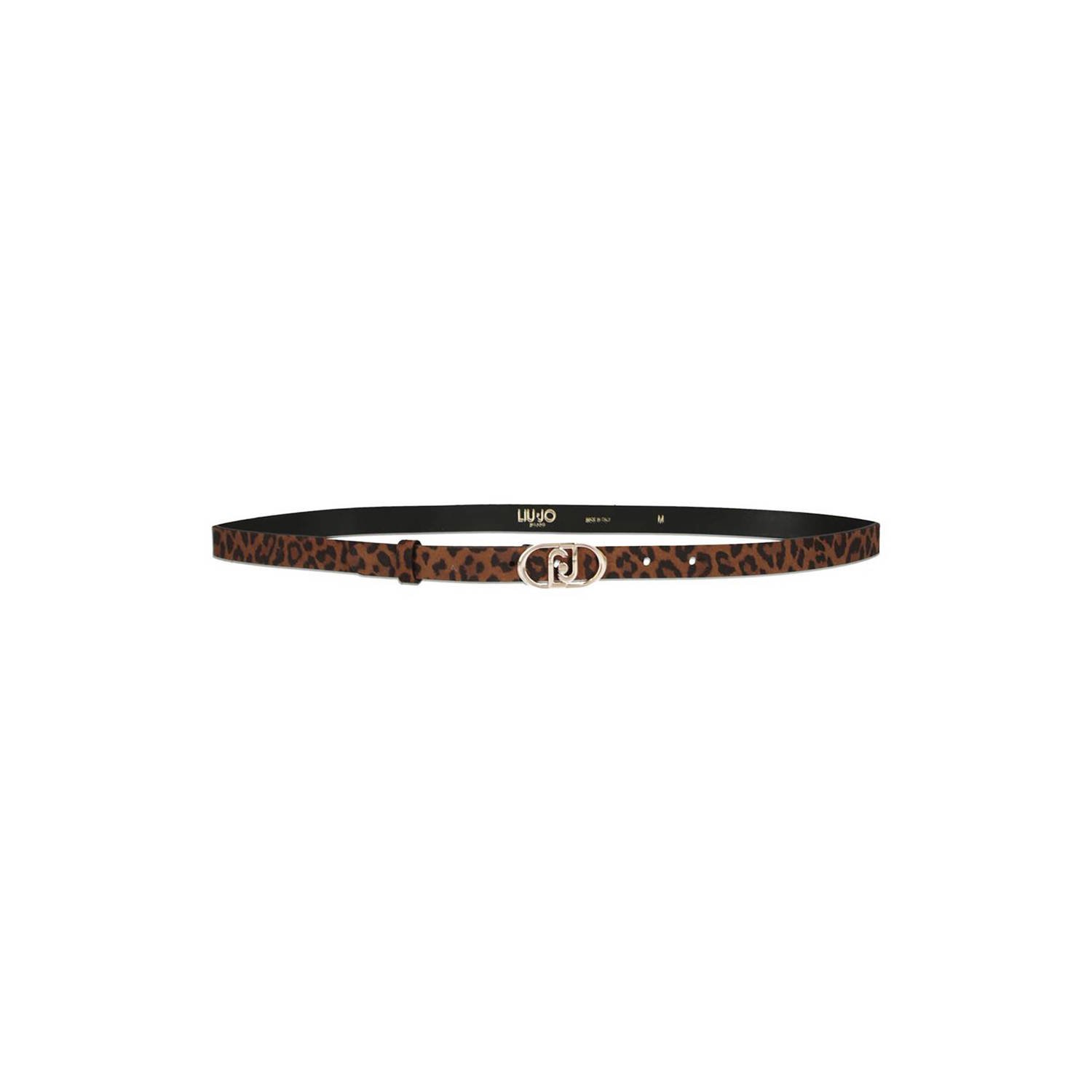 Liu Jo leren riem met panterprint bruin