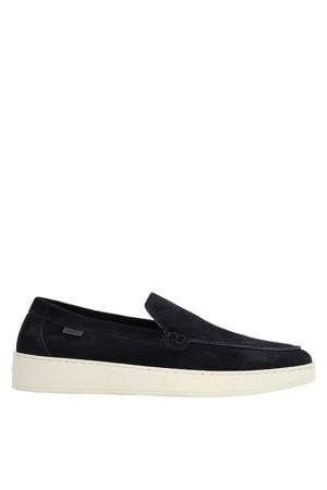 suède loafers donkerblauw