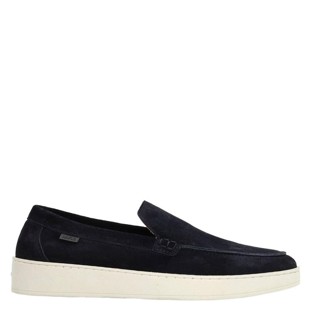Donkerblauwe heren Manfield suède loafers