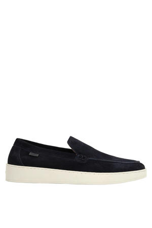 suède loafers donkerblauw