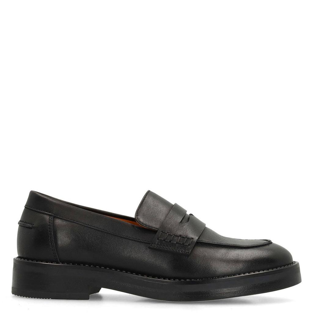 Zwarte dames Manfield leren loafers