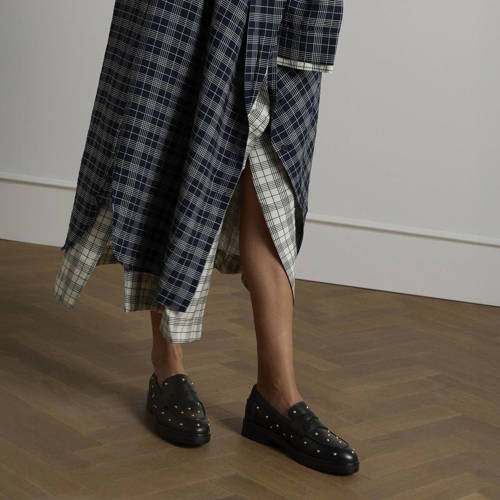 Manfield leren loafers met studs zwart afbeelding