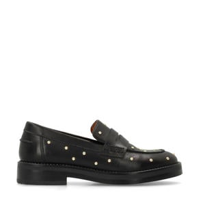 leren loafers met studs zwart