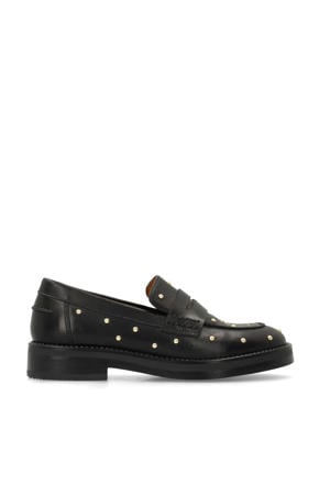 leren loafers met studs zwart