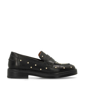 leren loafers met studs zwart