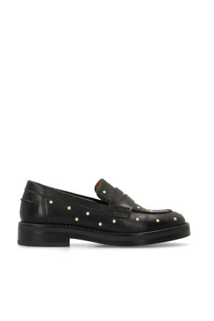 leren loafers met studs zwart