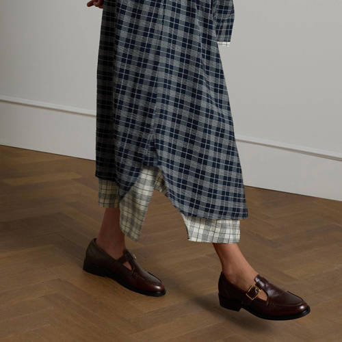 Manfield leren loafers donkerbruin afbeelding