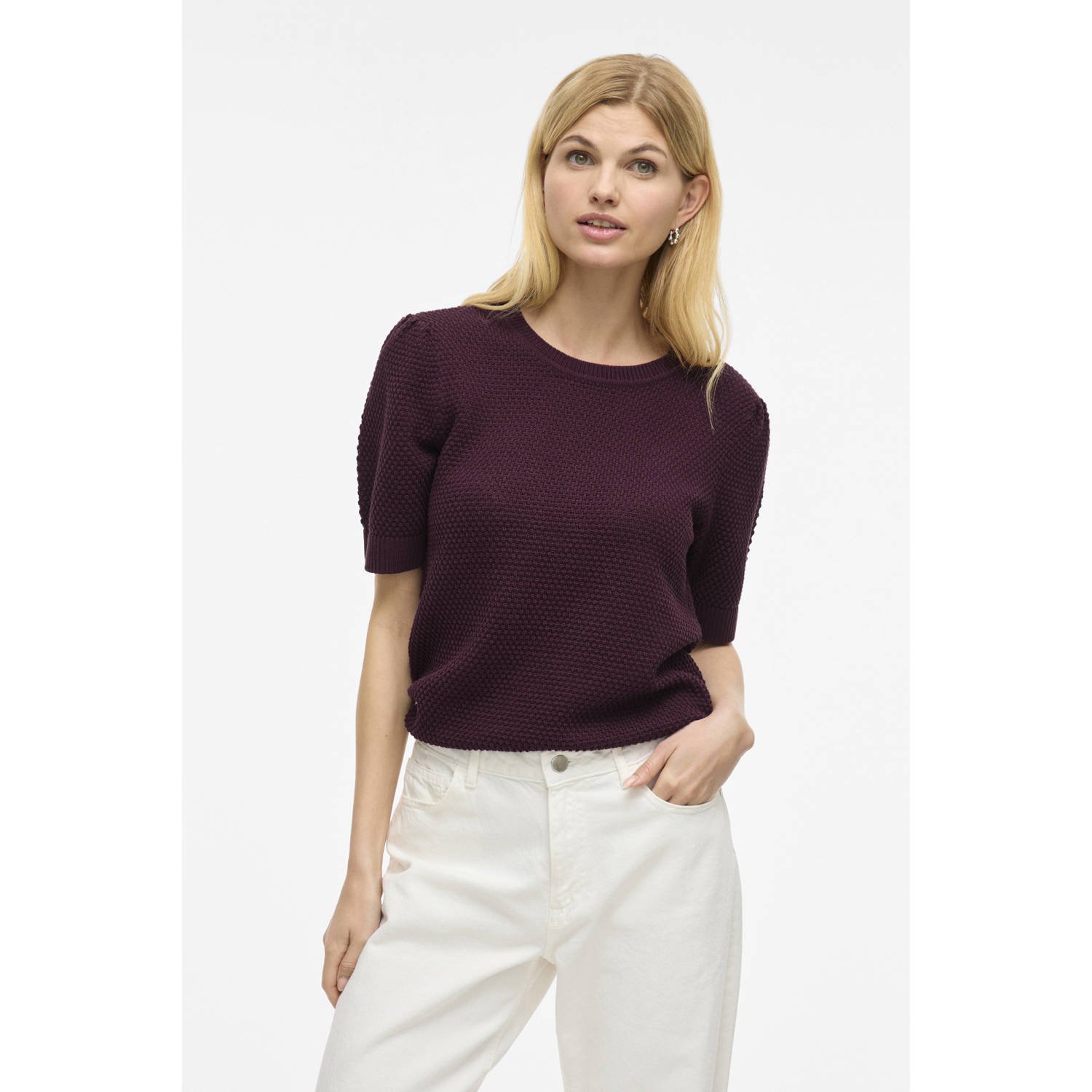 Vila Trui met korte mouwen VIDALO O-NECK S S KNIT TOP NOOS