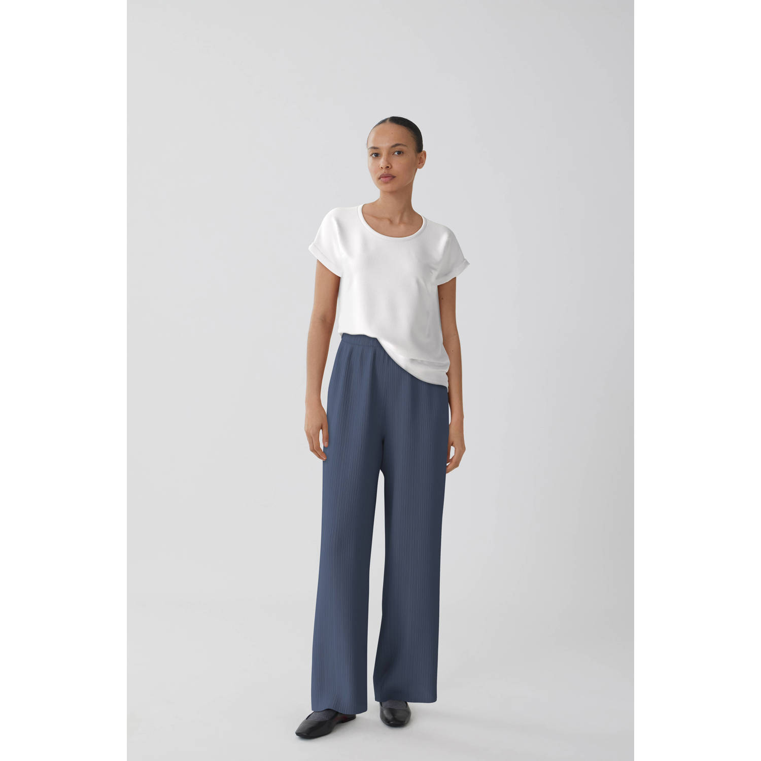 VILA high waist casual broek grijsblauw