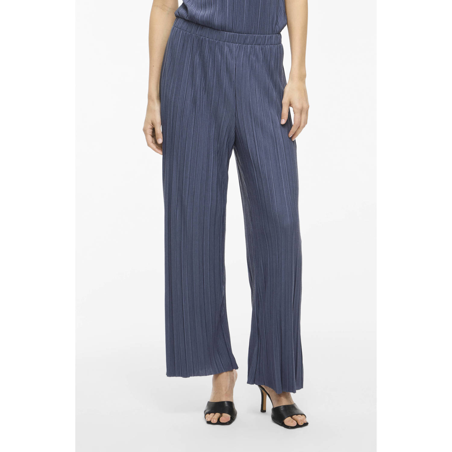 VILA high waist casual broek grijsblauw