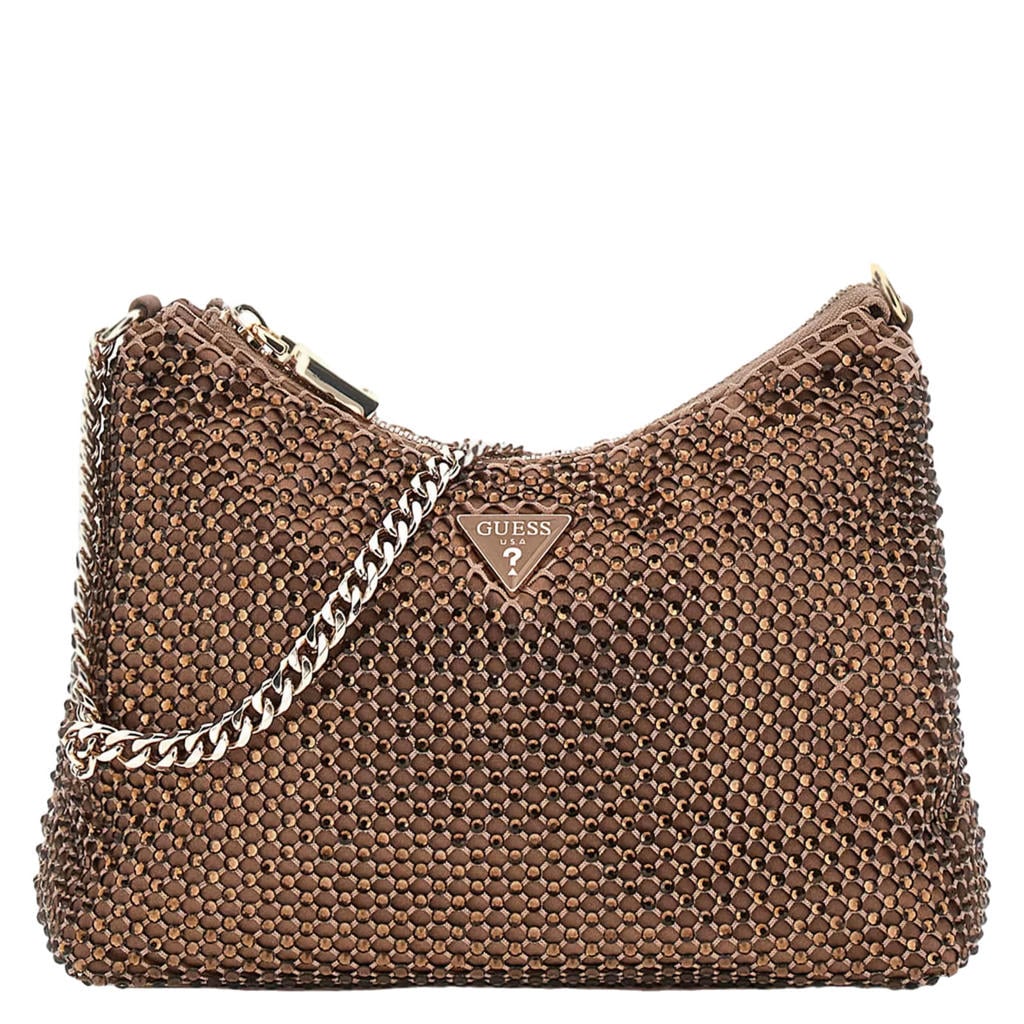 GUESS schoudertas Zalina met strass brons