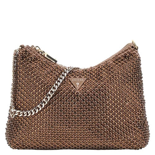 GUESS schoudertas Zalina met strass brons afbeelding