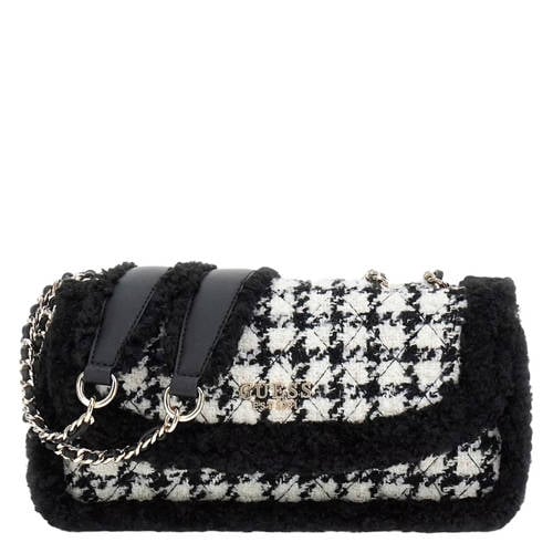 GUESS crossbody tas Cristi met pied-de-poule print zwart/wit afbeelding