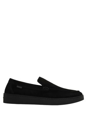 suède loafers zwart