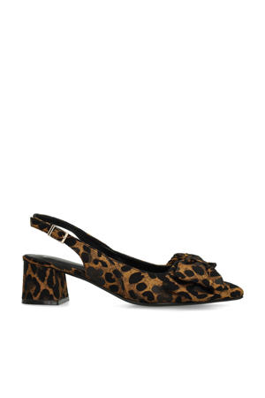 slingback pumps met panterprint cognac/zwart