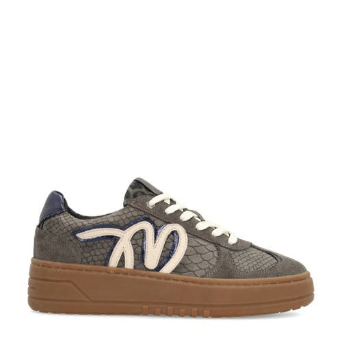 Manfield leren sneakers grijs afbeelding