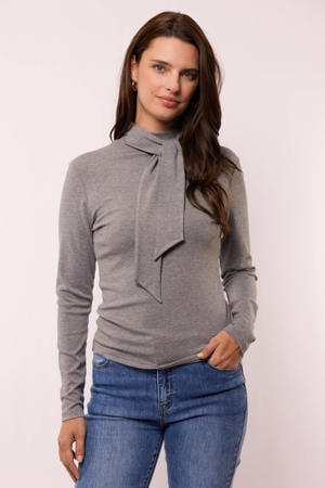 top met col grijs melange