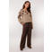 G-maxx wide leg regular waist pantalon met krijtstreep donkerbruin