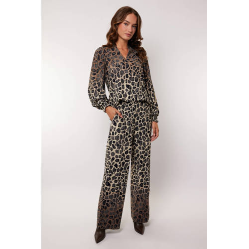 G-maxx wide leg regular waist casual broek beige afbeelding