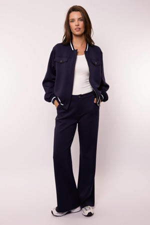 wide leg regular waist broek donkerblauw