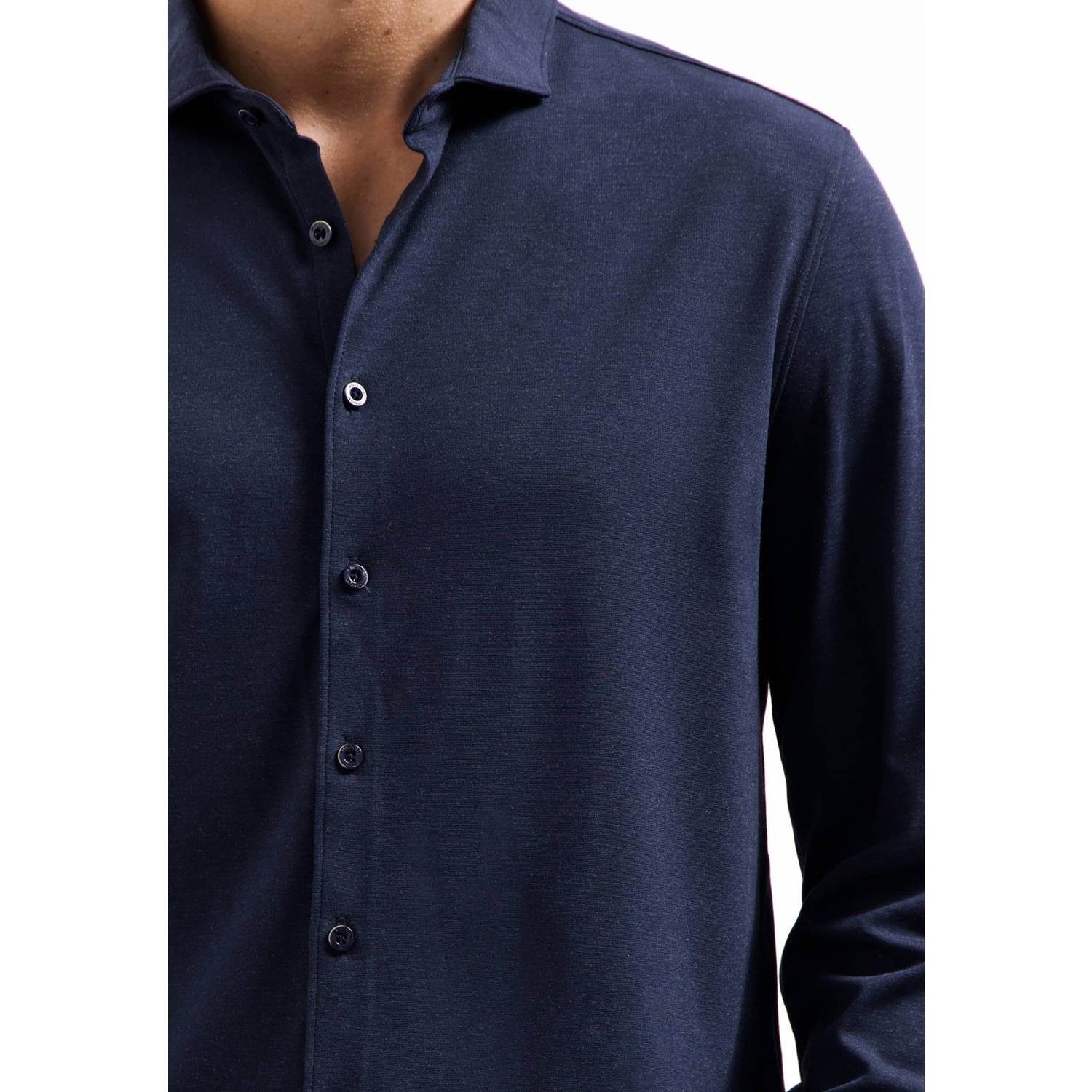 No Excess jersey casual overhemd donkerblauw
