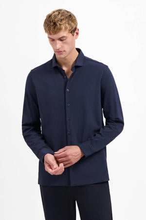 jersey casual overhemd donkerblauw