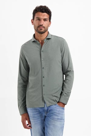 jersey casual overhemd grijsgroen