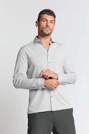 jersey casual overhemd lichtgrijs