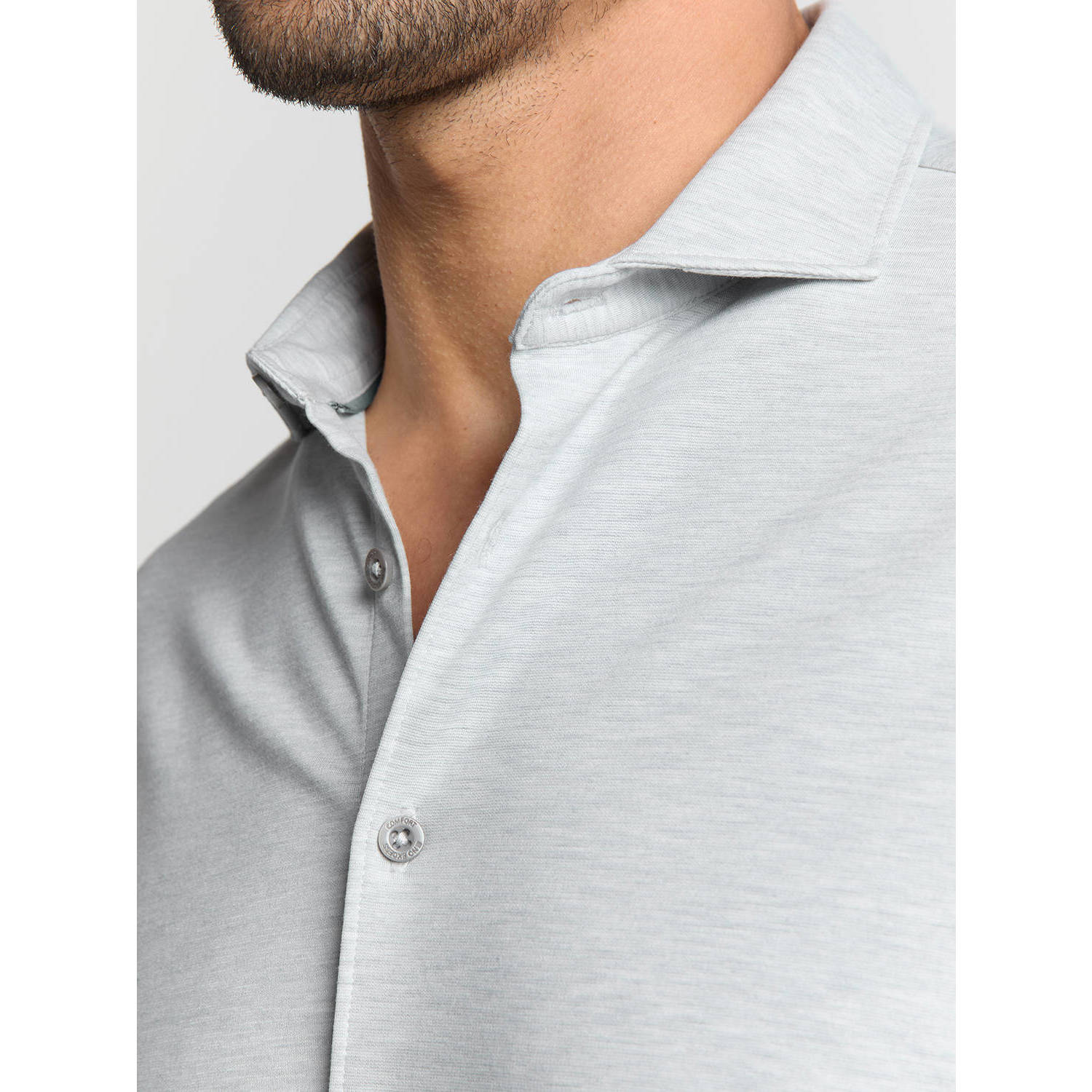 No Excess jersey casual overhemd lichtgrijs
