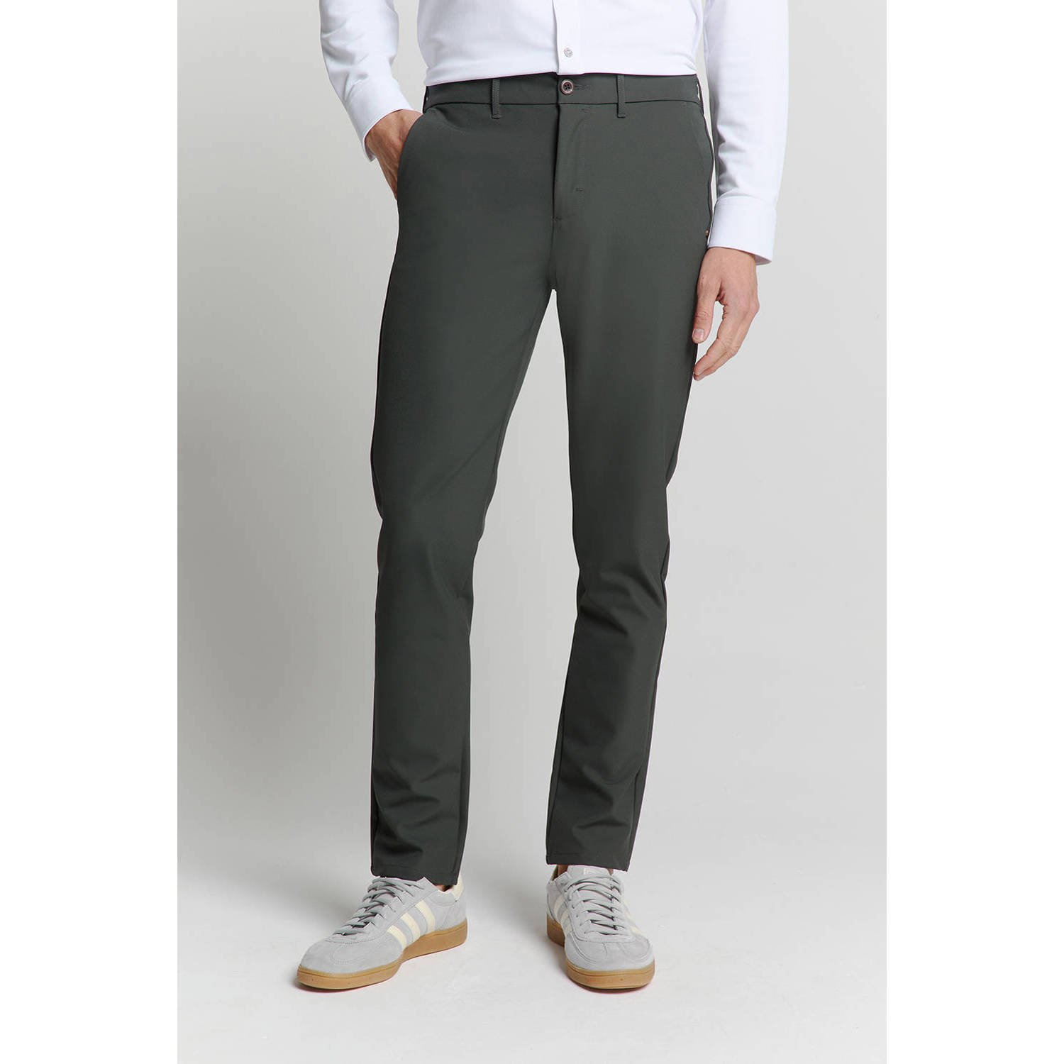 No Excess regular chino grijsgroen