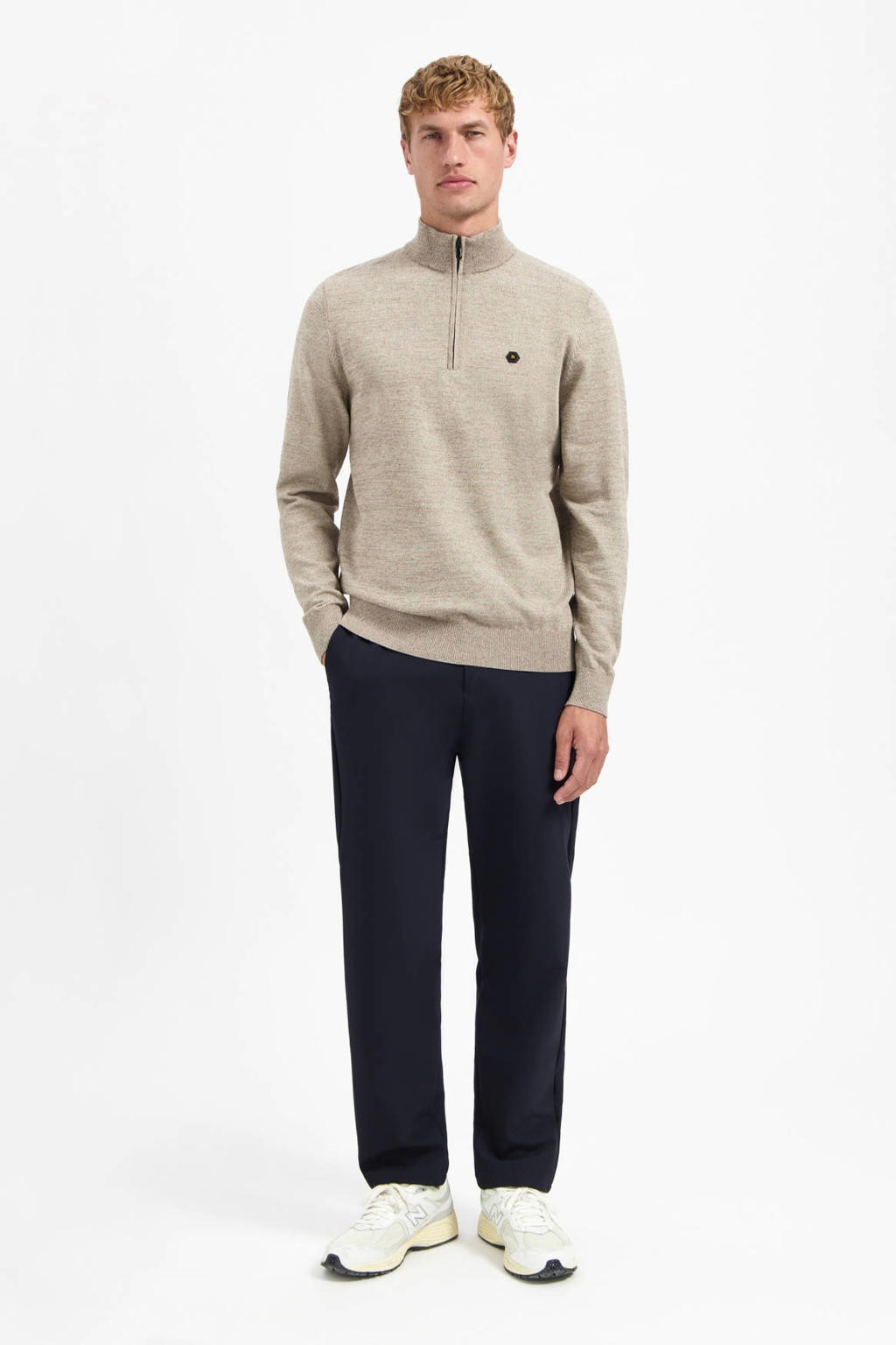 No Excess pullover fijn gebreid beige