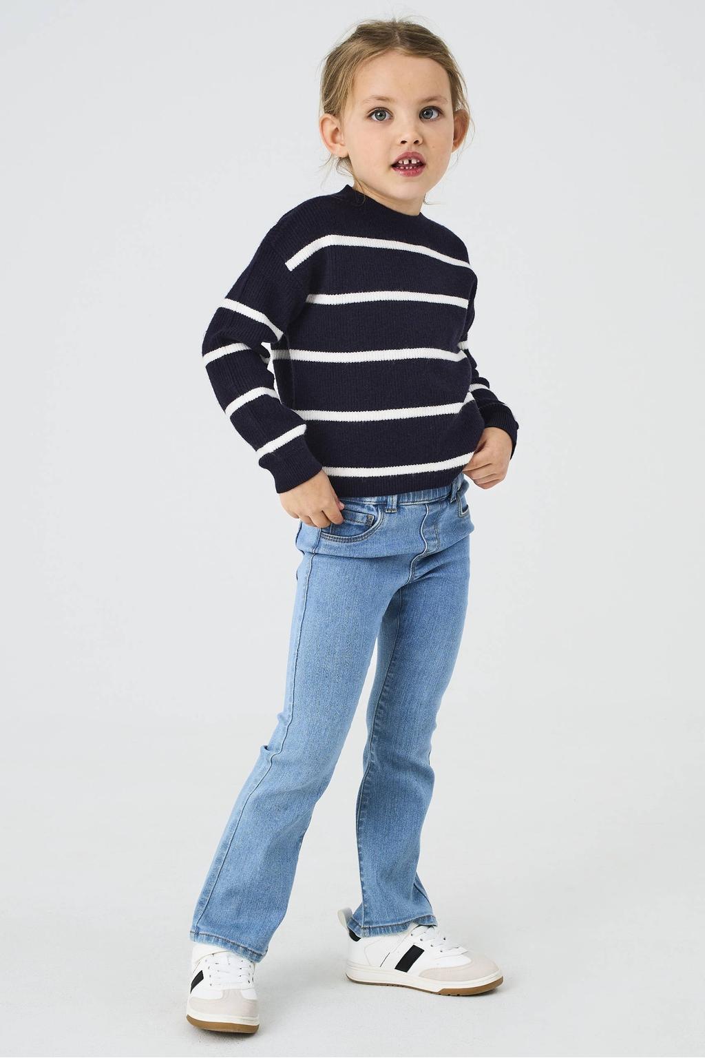 Medium blue denim meisjes KIDS ONLY MINI flared jeans van viscose met regular waist en effen