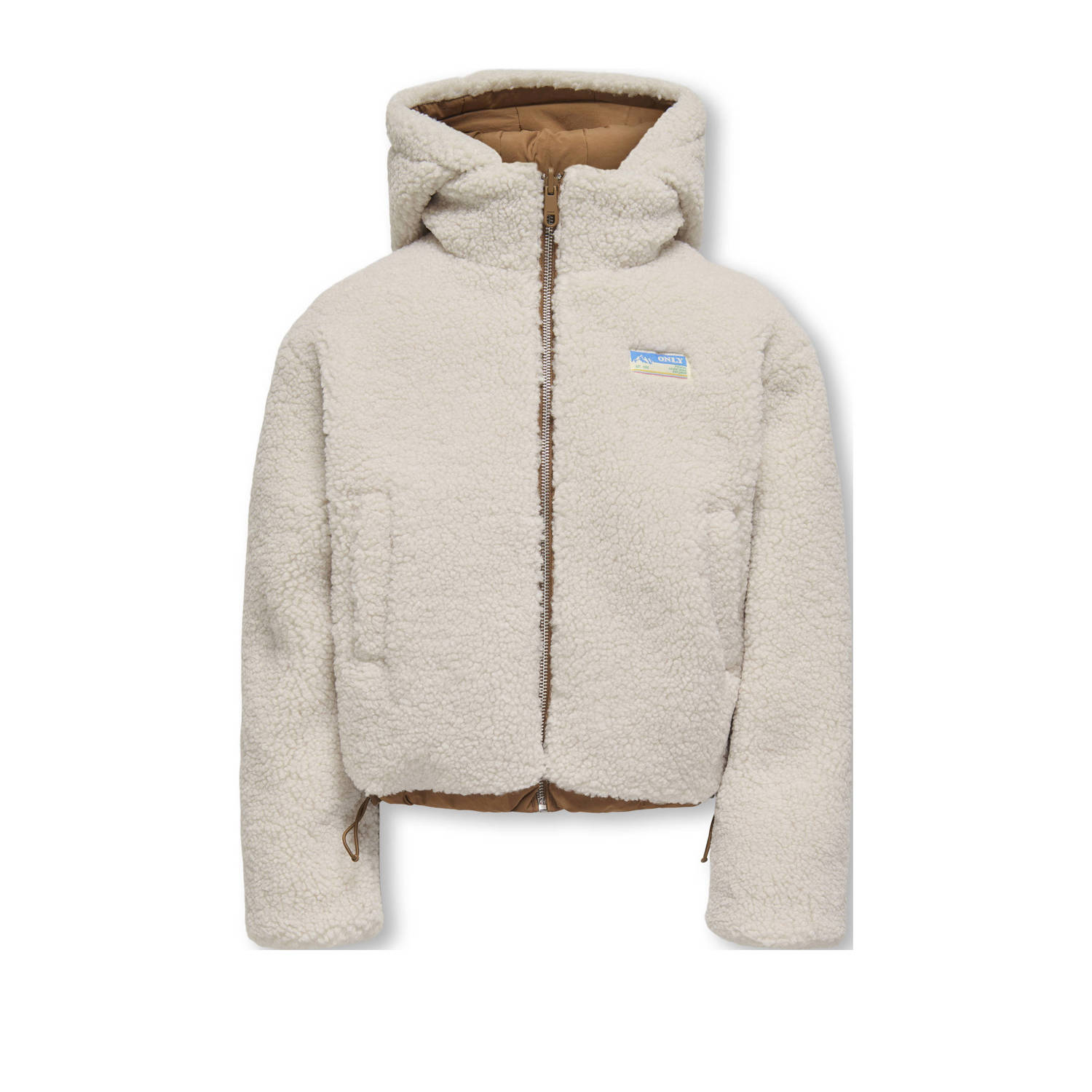 ONLY KIDS GIRL reversible gewatteerde winterjas camel ecru