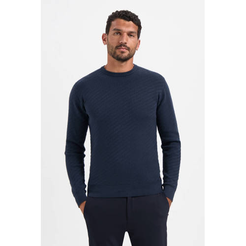 No Excess pullover met ingebreid patroon donkerblauw afbeelding