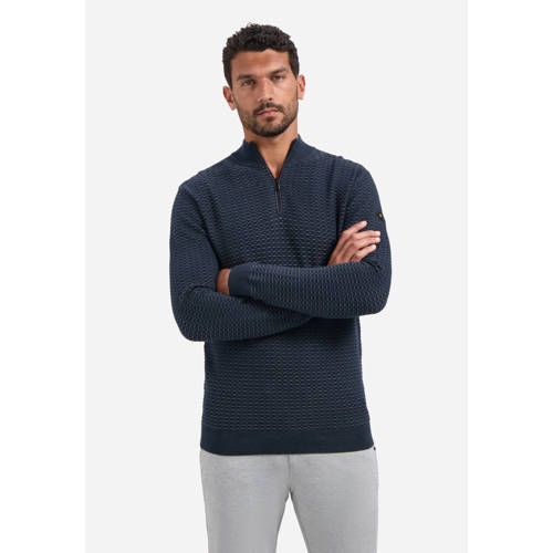 No Excess pullover met ingebreid patroon donkerblauw afbeelding