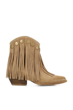 suède cowboylaarzen beige