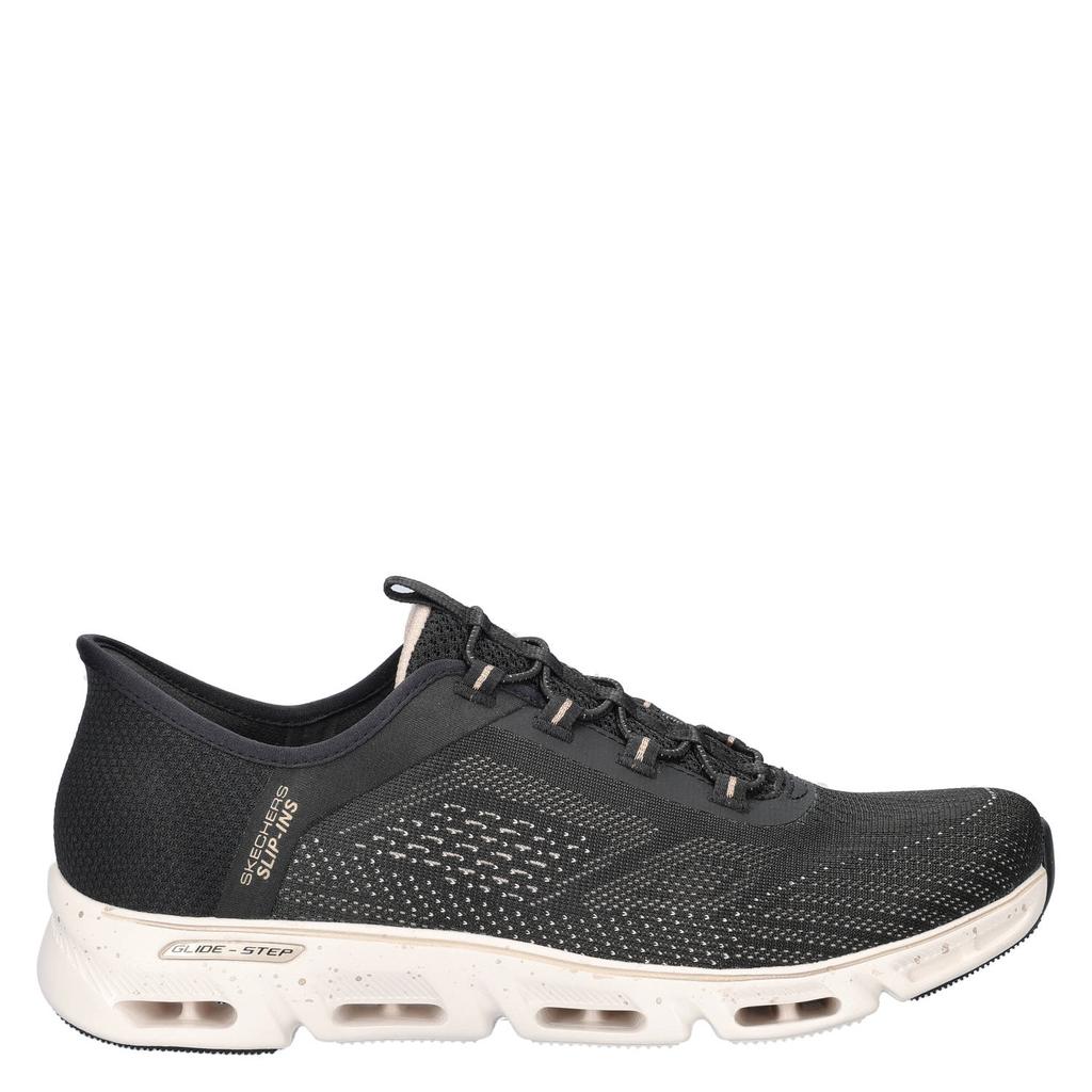 Zwarte dames Skechers Hands Free Slip-Ins Glide Step-Pro Gratify sneakers van textiel met elastische veters