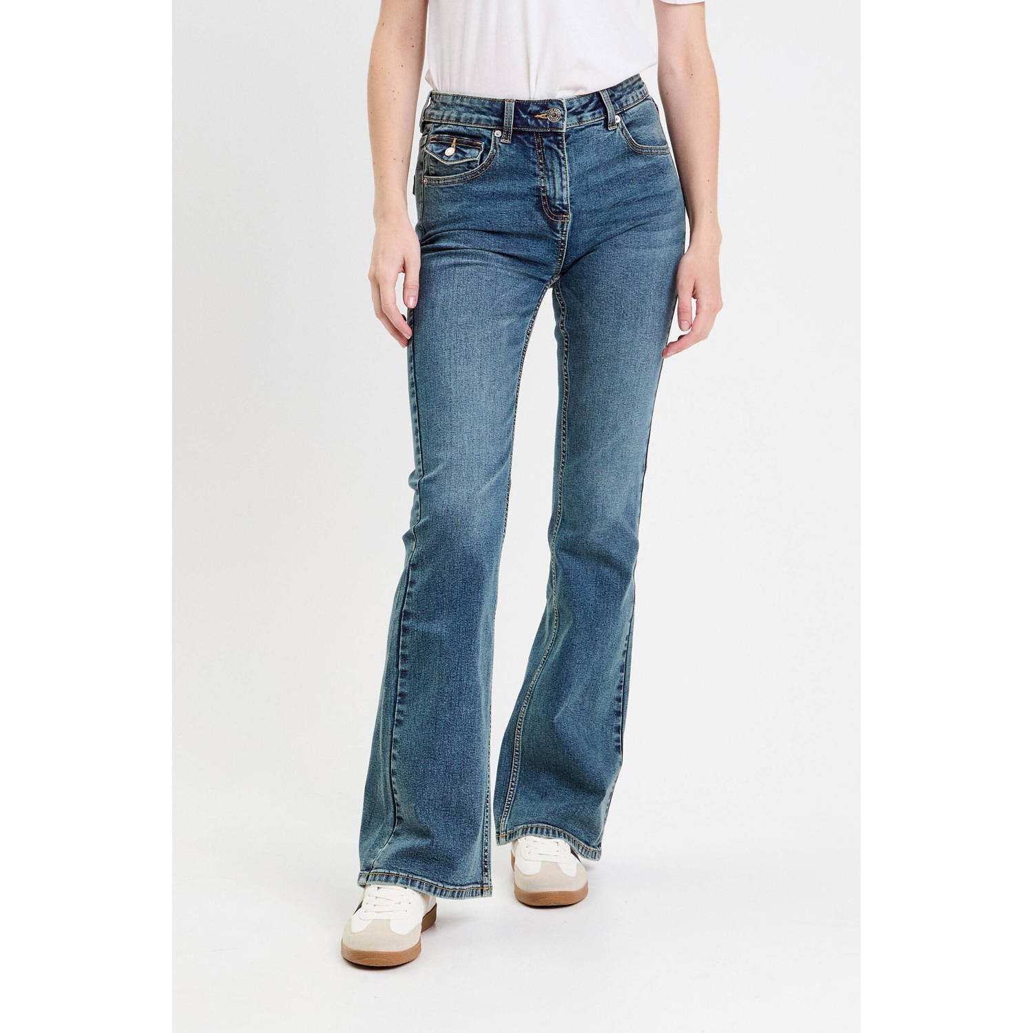 Cache bootcut jeans medium blue denim