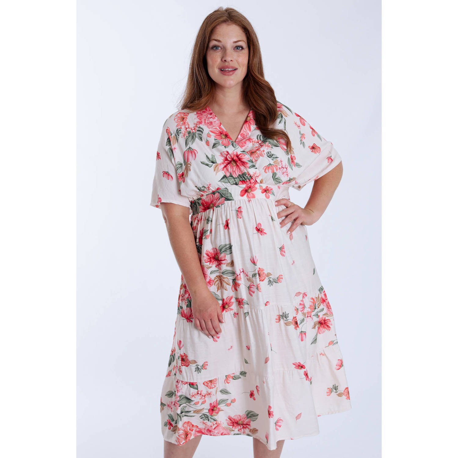 Paprika midi jurk ecru