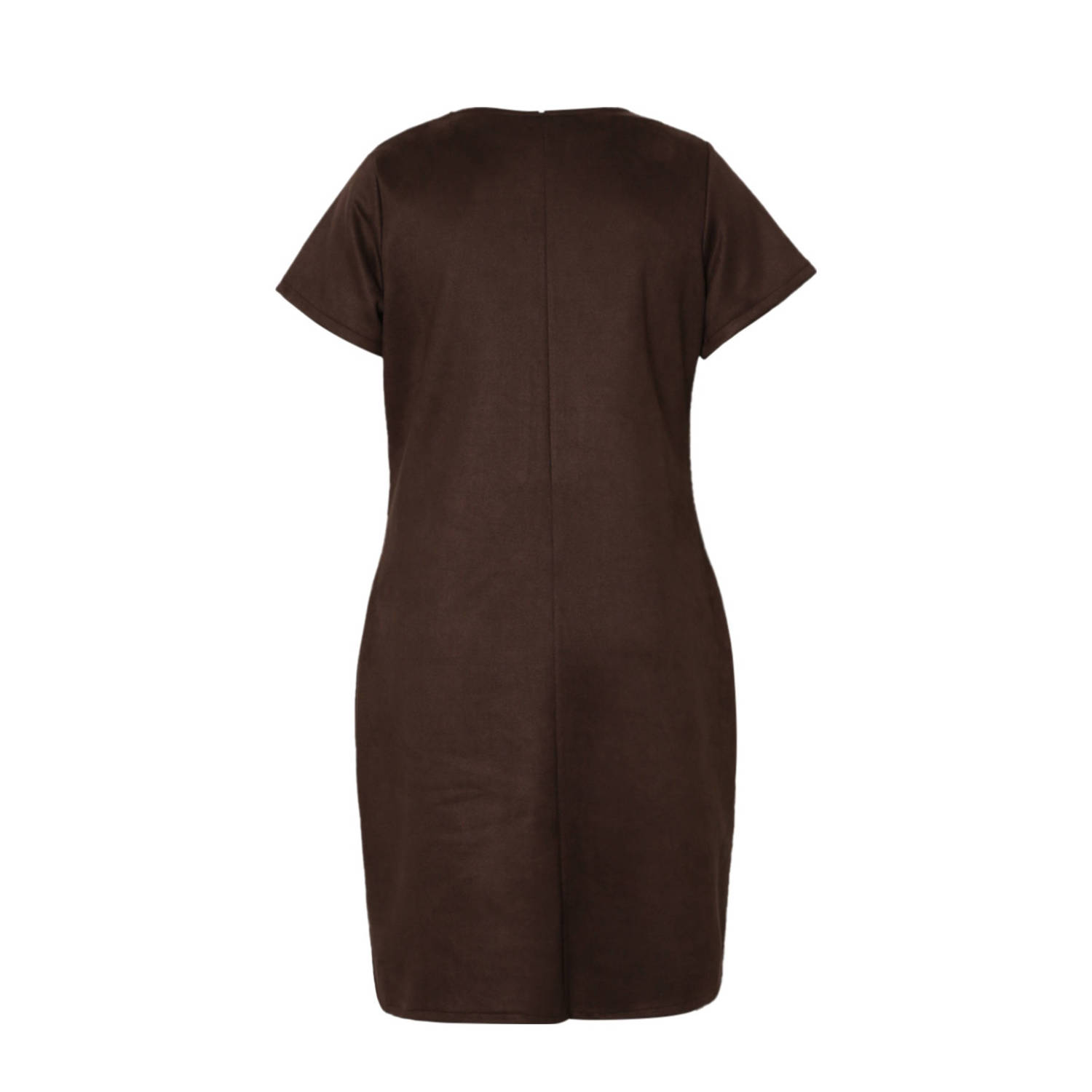 Paprika suede midi jurk donkerbruin