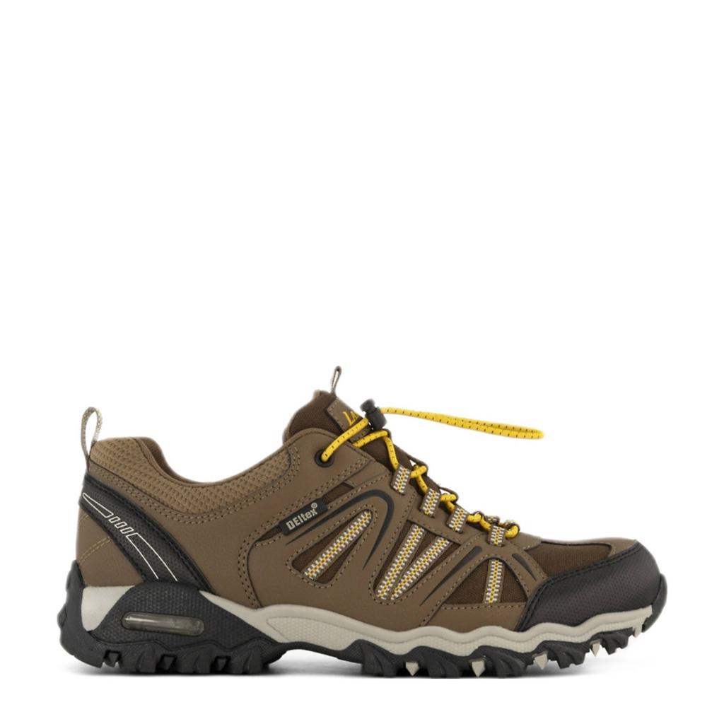 Bruine heren Landrover wandelschoenen van imitatieleer en textiel met elastische veters