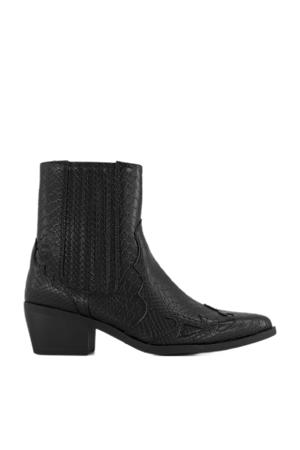 cowboylaarzen met reptielenprint zwart