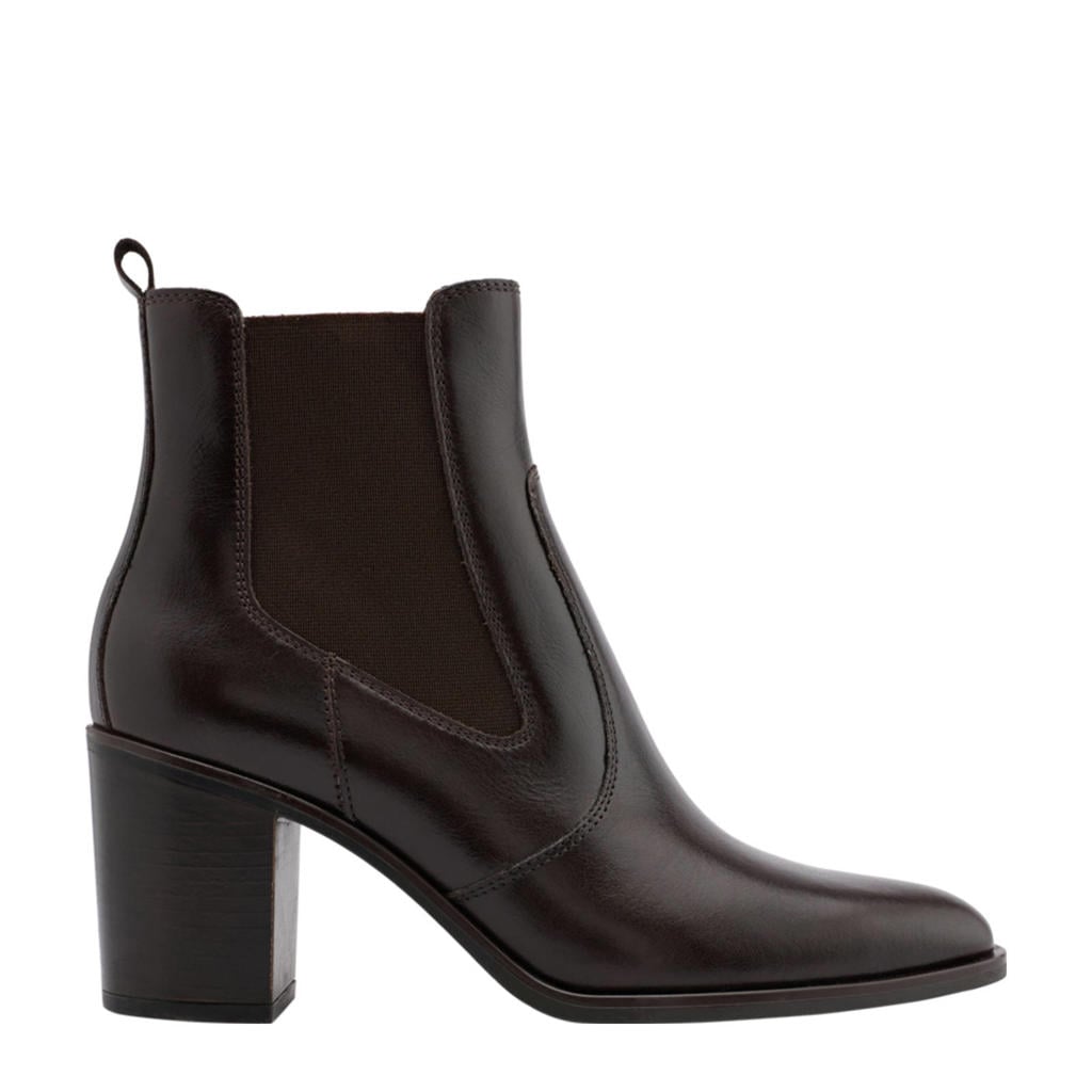Bruine dames 5th Avenue leren enkellaarzen met ritssluiting