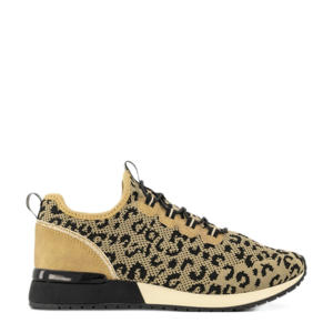 sneakers met panterprint beige/zwart